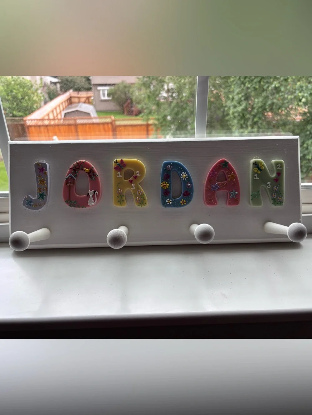 Children's Wooden Coat Rack Hook Customized With Pastel Letters “Jordan”